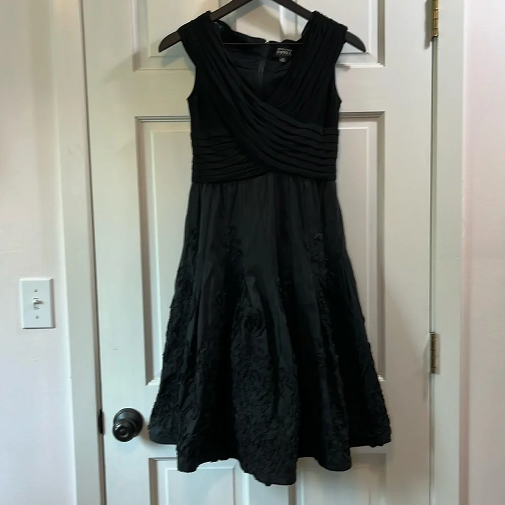 Adrianna Papell Fit and Flare Swirl Rosette Mini Dress - Size 4P